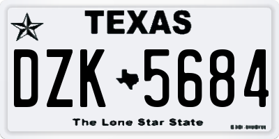 TX license plate DZK5684