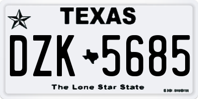 TX license plate DZK5685
