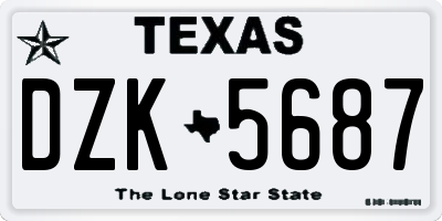 TX license plate DZK5687