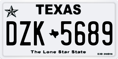 TX license plate DZK5689