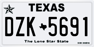TX license plate DZK5691