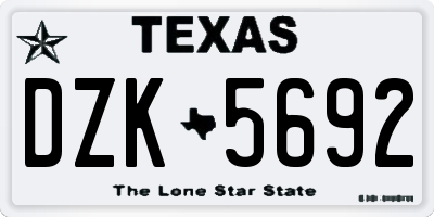 TX license plate DZK5692