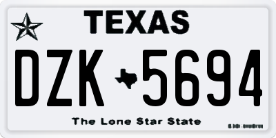 TX license plate DZK5694