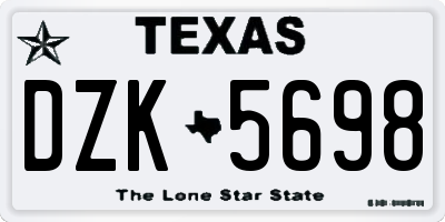 TX license plate DZK5698