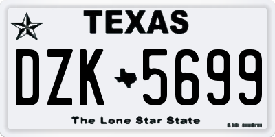 TX license plate DZK5699