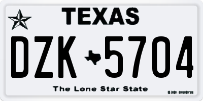 TX license plate DZK5704