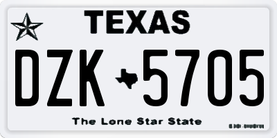 TX license plate DZK5705