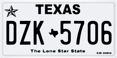TX license plate DZK5706