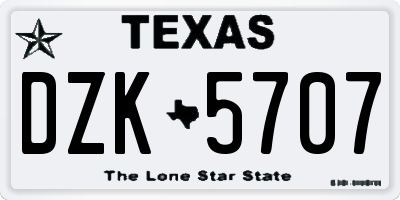 TX license plate DZK5707