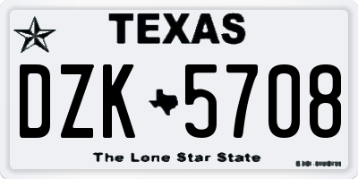 TX license plate DZK5708