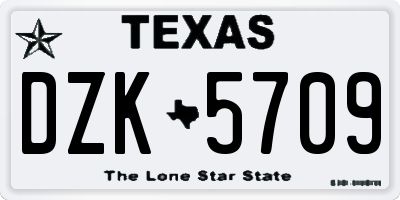 TX license plate DZK5709