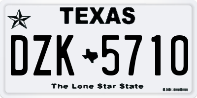 TX license plate DZK5710
