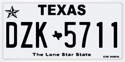 TX license plate DZK5711