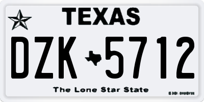 TX license plate DZK5712