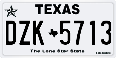 TX license plate DZK5713