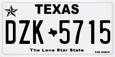 TX license plate DZK5715