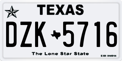 TX license plate DZK5716