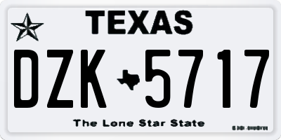 TX license plate DZK5717