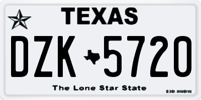 TX license plate DZK5720