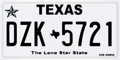 TX license plate DZK5721