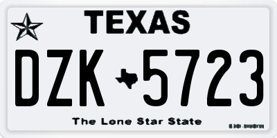 TX license plate DZK5723
