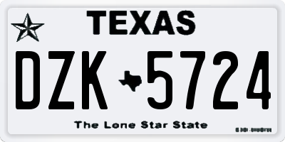 TX license plate DZK5724