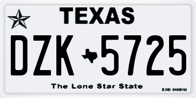 TX license plate DZK5725
