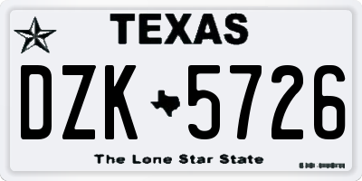TX license plate DZK5726
