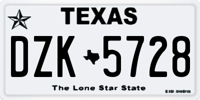 TX license plate DZK5728