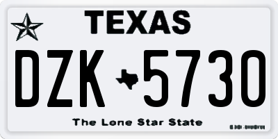 TX license plate DZK5730