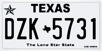 TX license plate DZK5731
