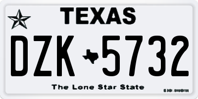 TX license plate DZK5732