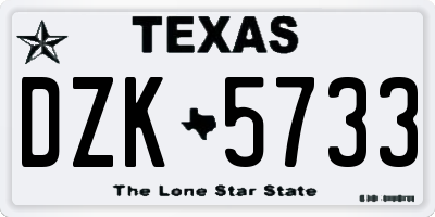 TX license plate DZK5733