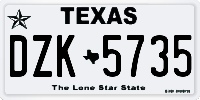 TX license plate DZK5735