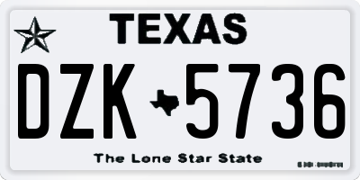 TX license plate DZK5736