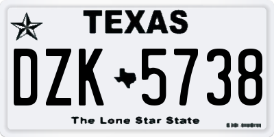 TX license plate DZK5738