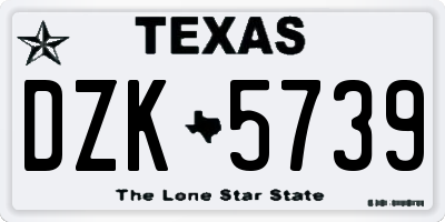 TX license plate DZK5739
