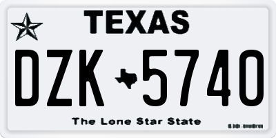 TX license plate DZK5740