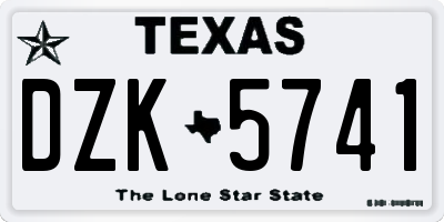 TX license plate DZK5741