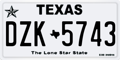 TX license plate DZK5743