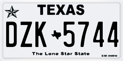 TX license plate DZK5744