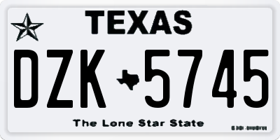 TX license plate DZK5745
