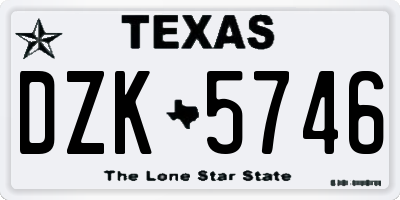 TX license plate DZK5746
