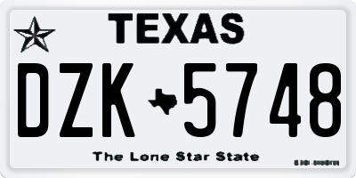 TX license plate DZK5748
