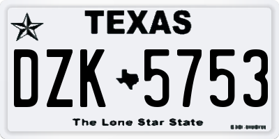 TX license plate DZK5753