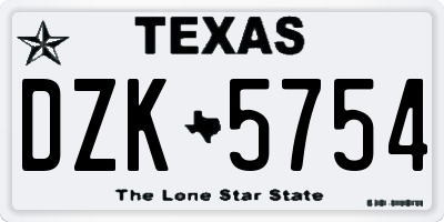 TX license plate DZK5754