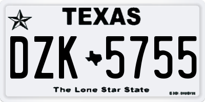 TX license plate DZK5755