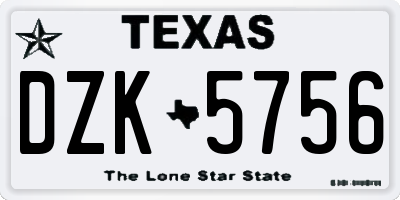 TX license plate DZK5756