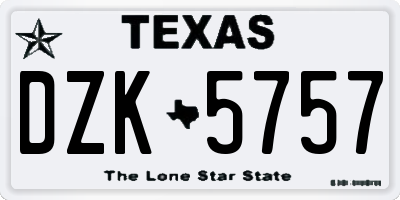 TX license plate DZK5757