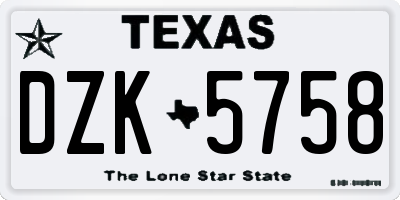 TX license plate DZK5758